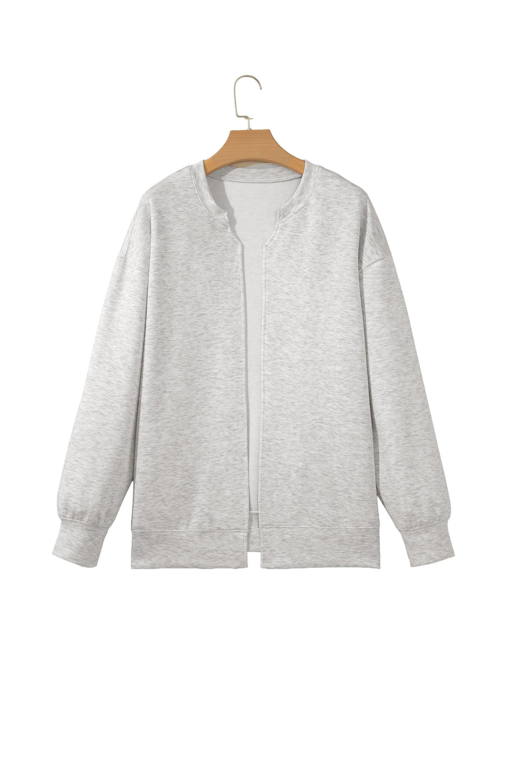 Light Grey Solid Color Zip Front Jacket Style Sweatshirt