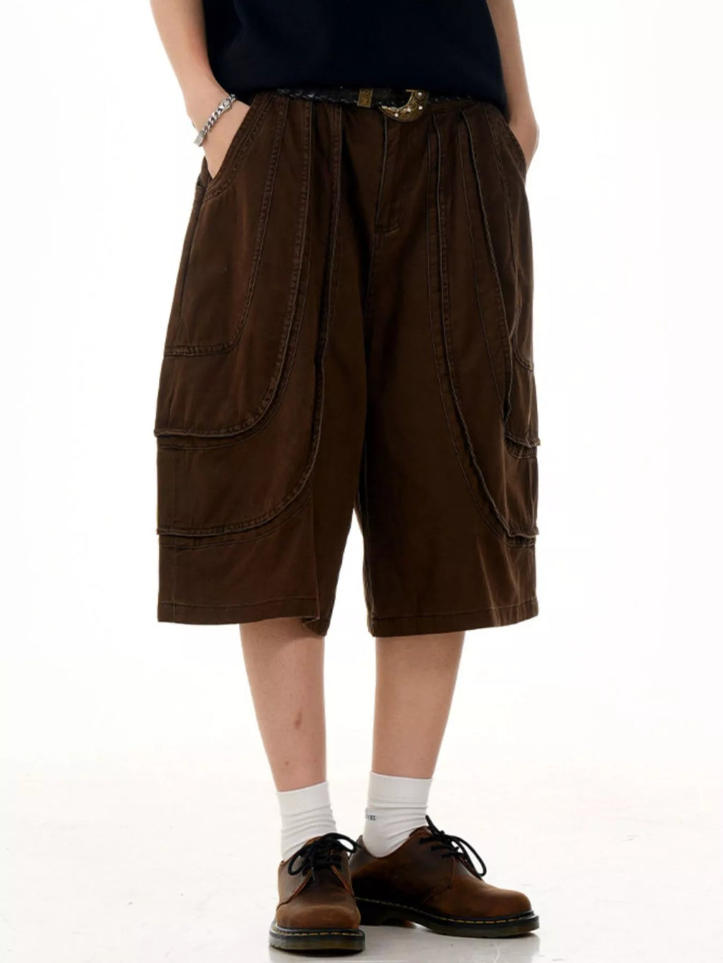 Men's Loose Fit Wide Leg Cargo Capris