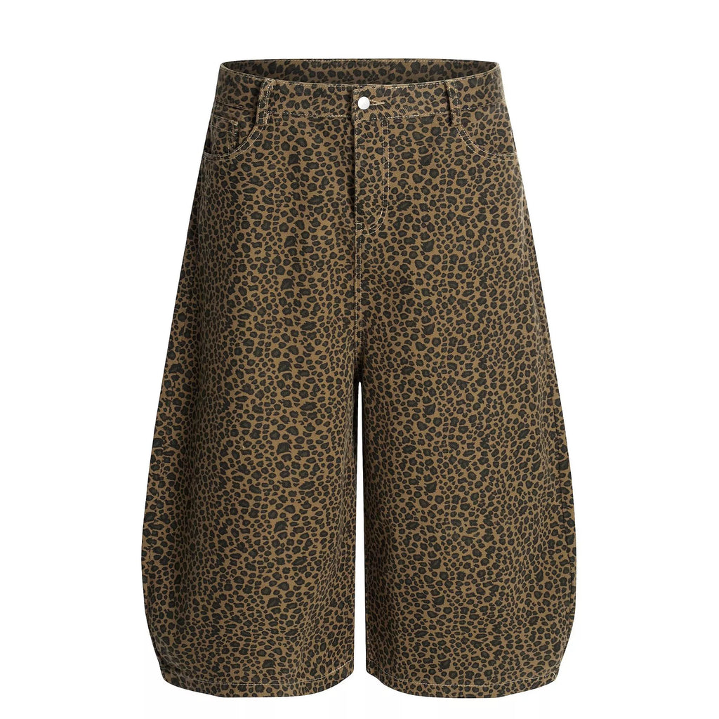 Men's Leopard Print Wide-Leg Capris