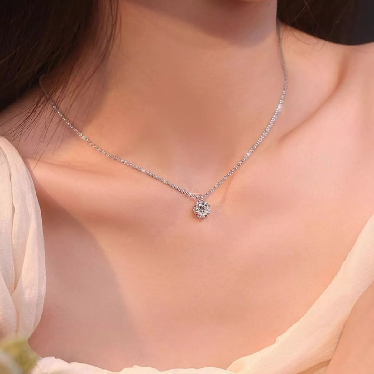 1 Carat Moissanite 925 Sterling Silver Necklace