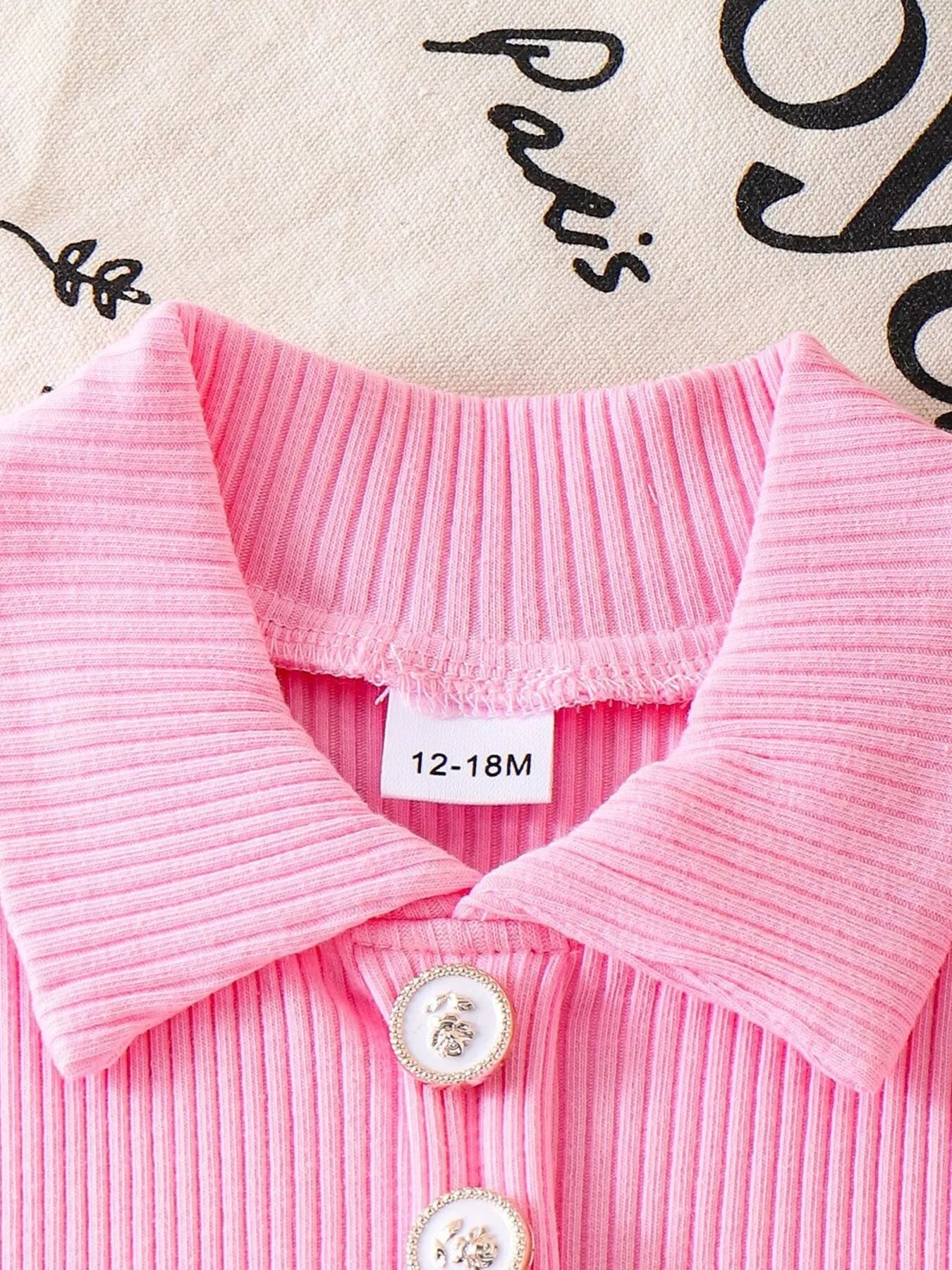 Children's Ribbed Knit Polo Top and Scalloped Pocket Shorts Set