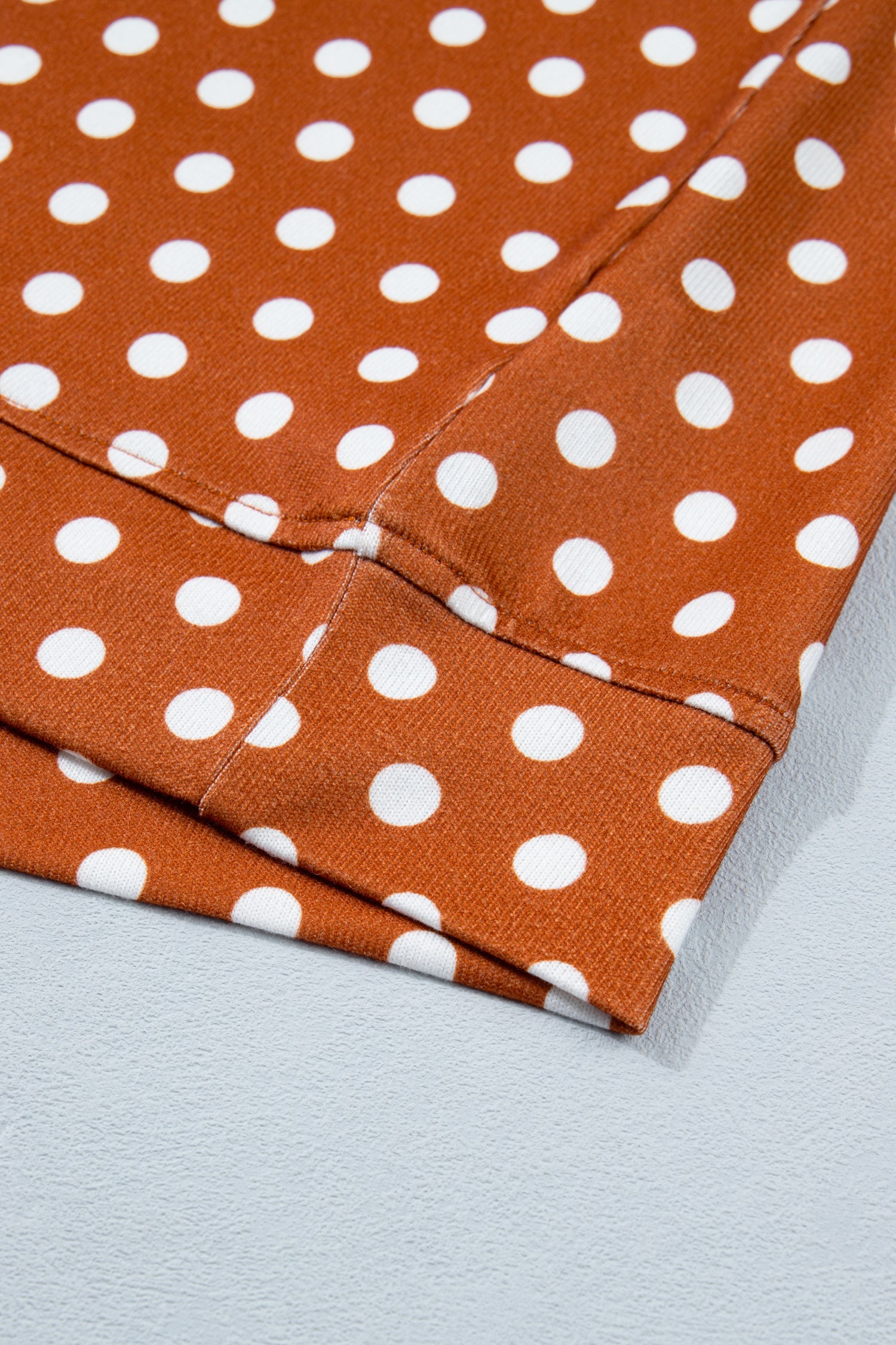 Brown Polka Dot Print Dropped Shoulder Tee Plus Size Short Set