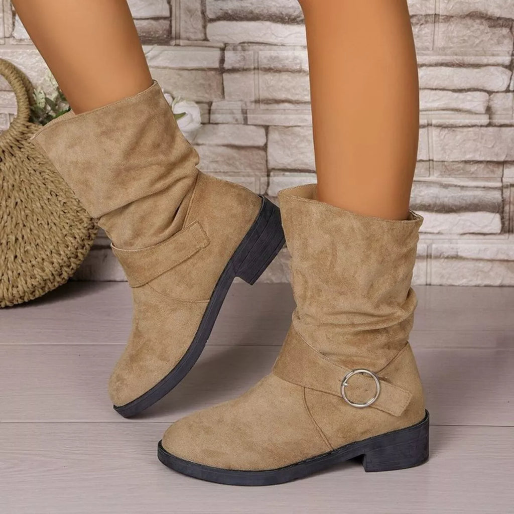 Round Toe Block Heels Boots