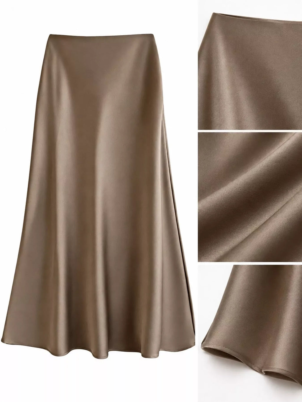 Full Size High-Waisted Satin Midi Skirt Plus Size