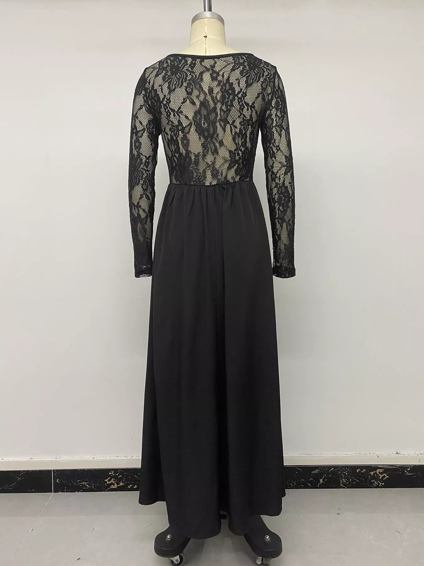 Square Neck Sheer Sleeve Maxi Dress