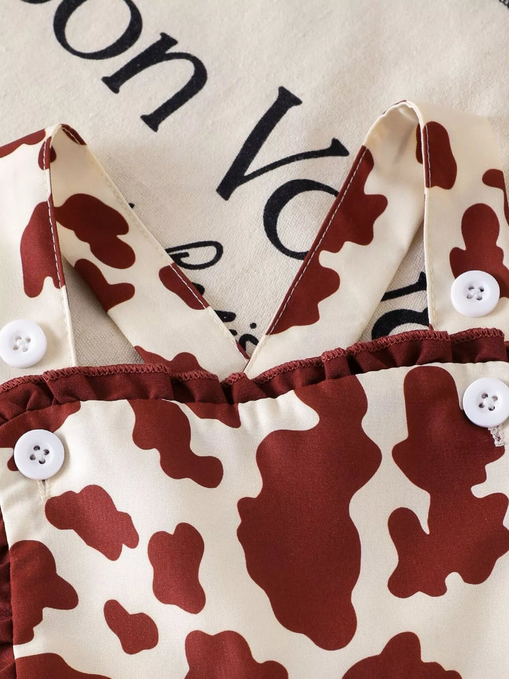 Children's Cow Print Ruffle Jumpsuit