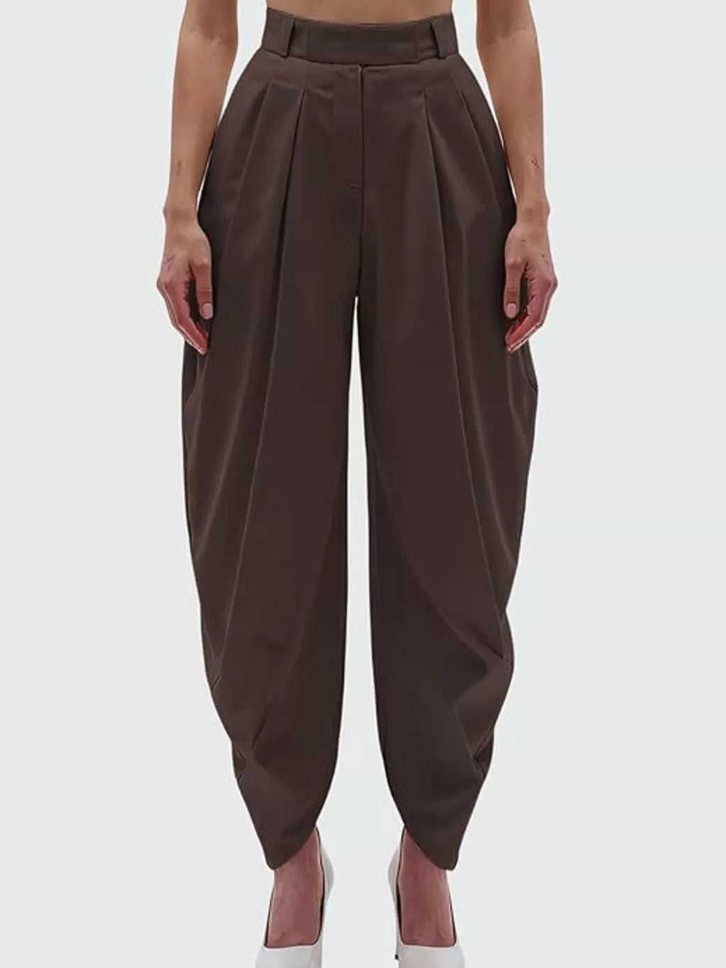 High-Waisted Pleated Drape Pants