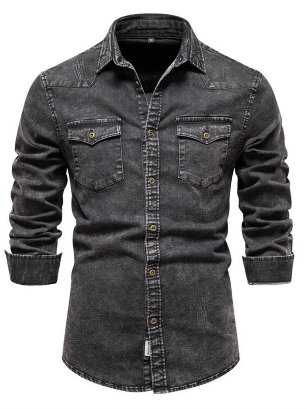 Men's Button Up Long Sleeve Denim Shirt