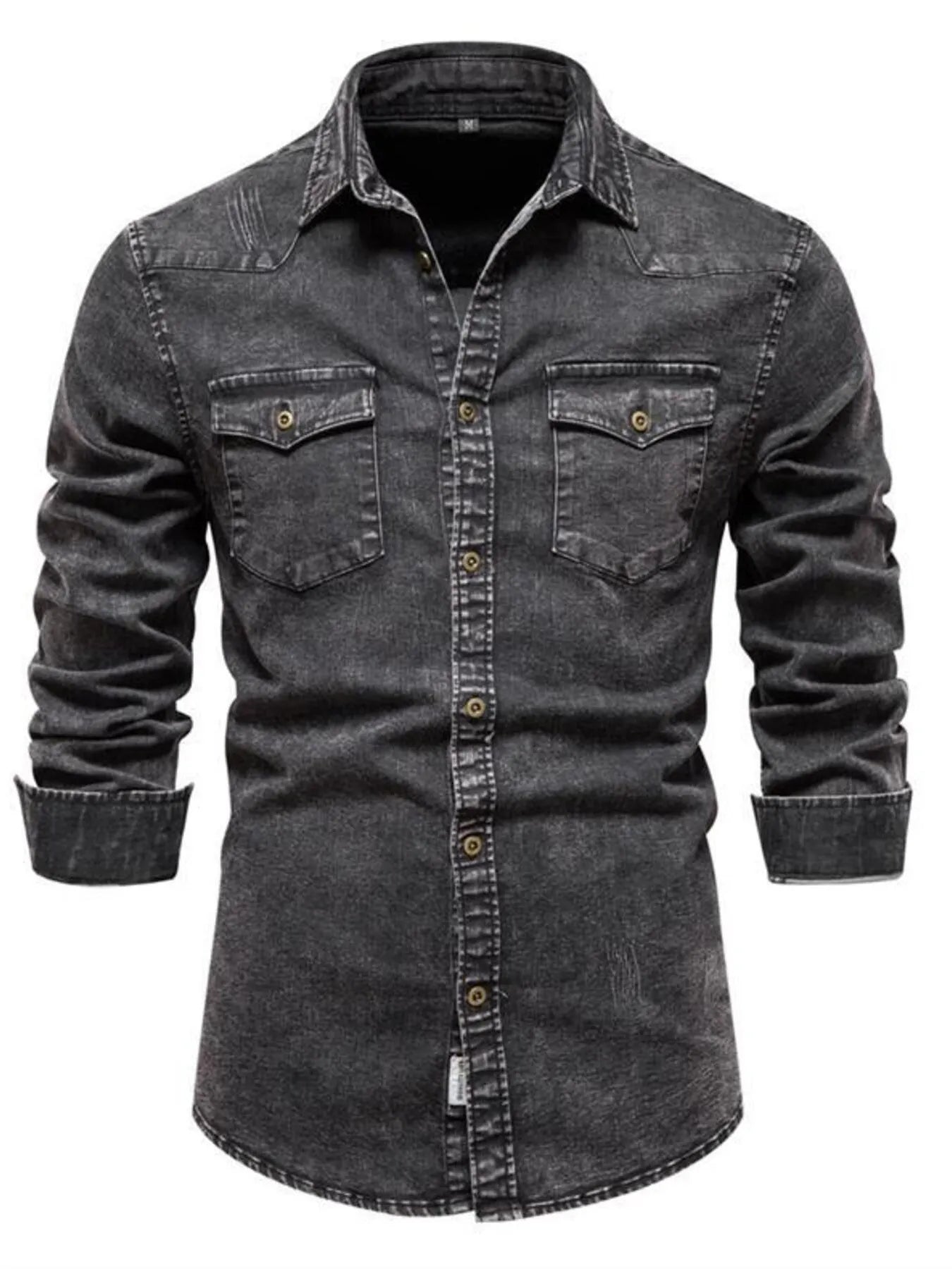 Men's Button Up Long Sleeve Denim Shirt