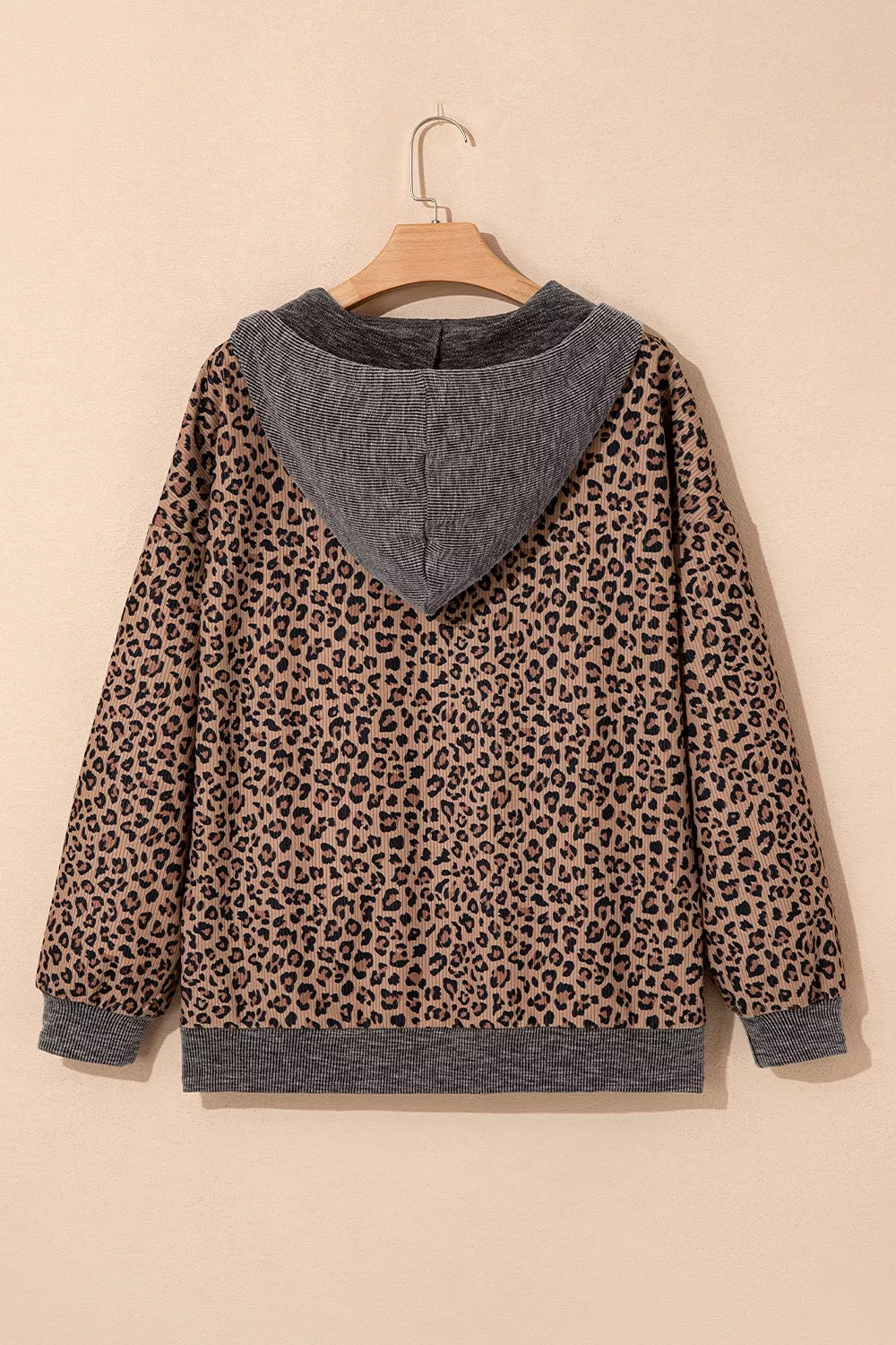 Leopard Print Quarter-Zip Hoodie