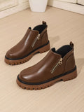 Leather Chelsea Boots with Side Zipper