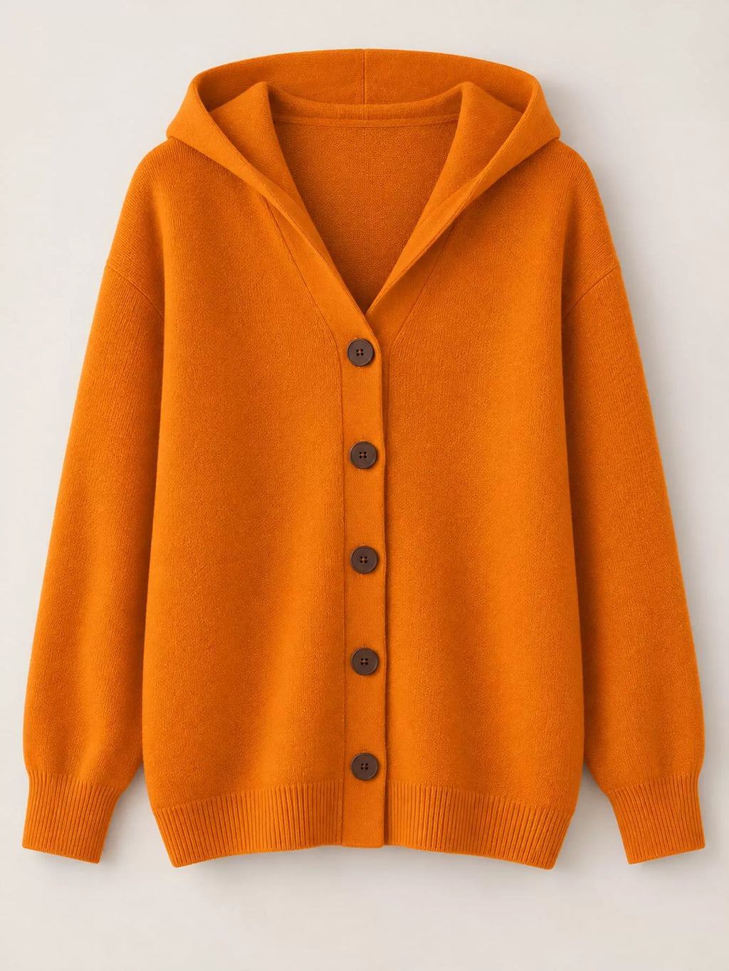 Full Size Hooded Button-Down Knit Cardigan Plus Size