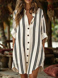 Striped Button-Down Shirt Dress