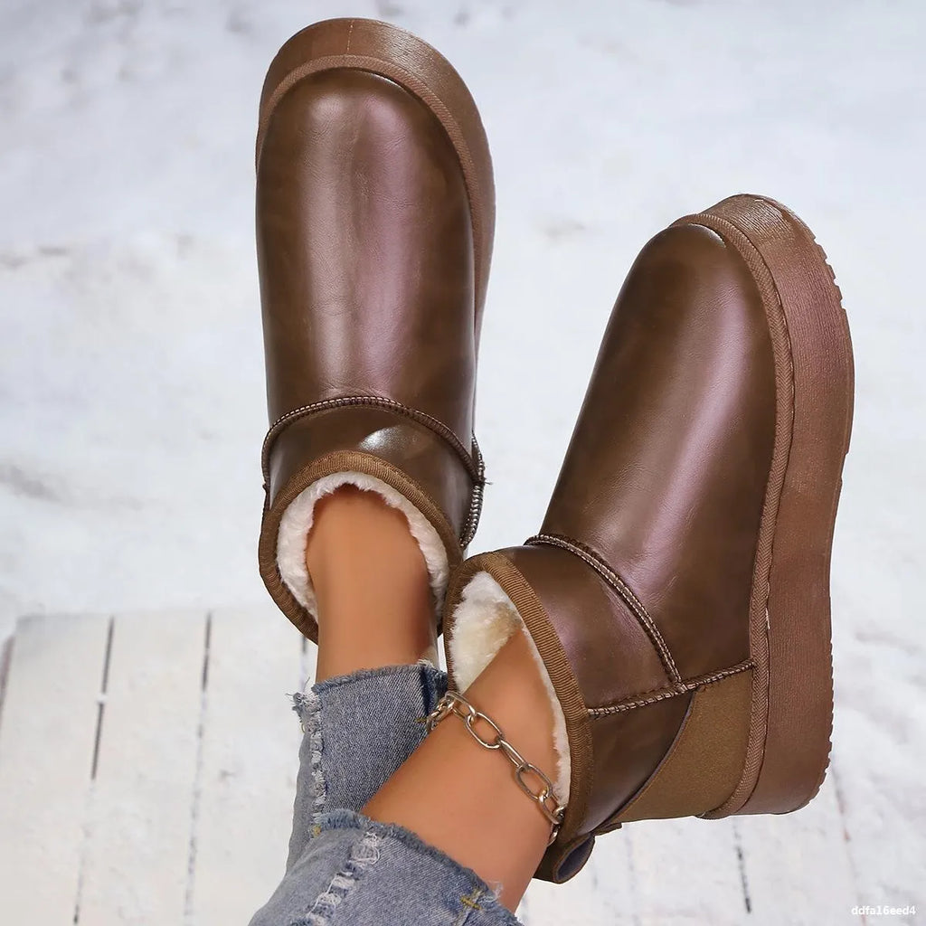 Faux-Fur Platform Ankle Boots