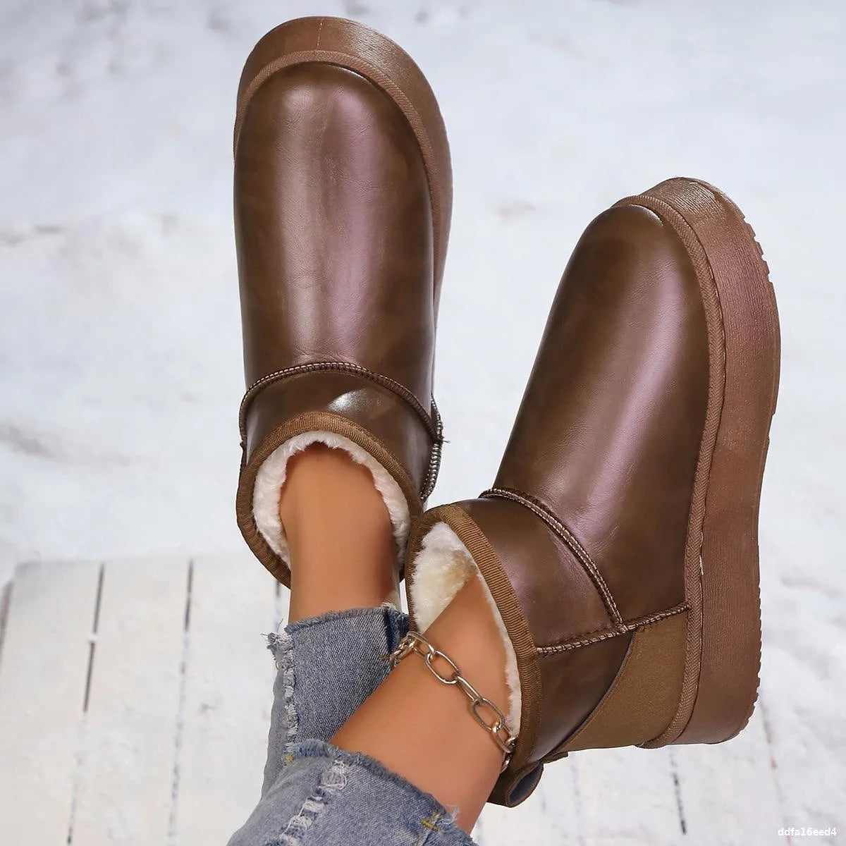 Faux-Fur Platform Ankle Boots