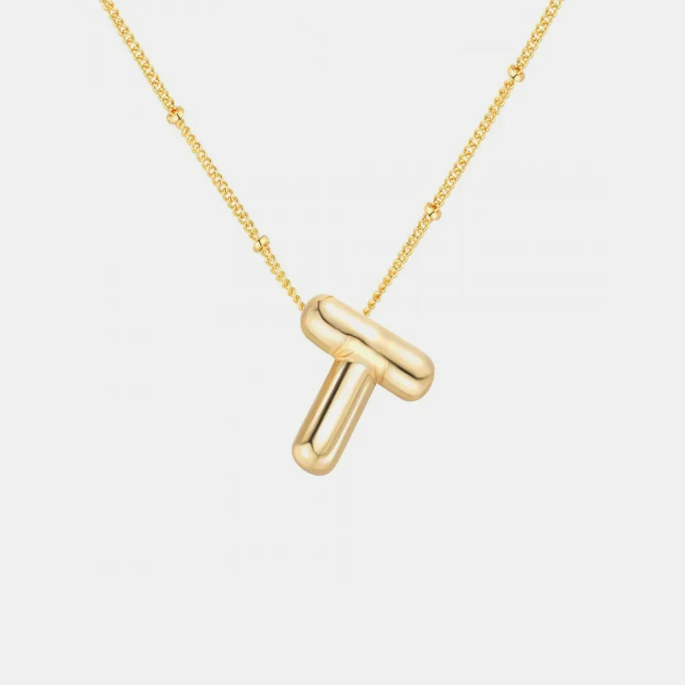 Gold-Plated Bubble Initial Letter Necklace