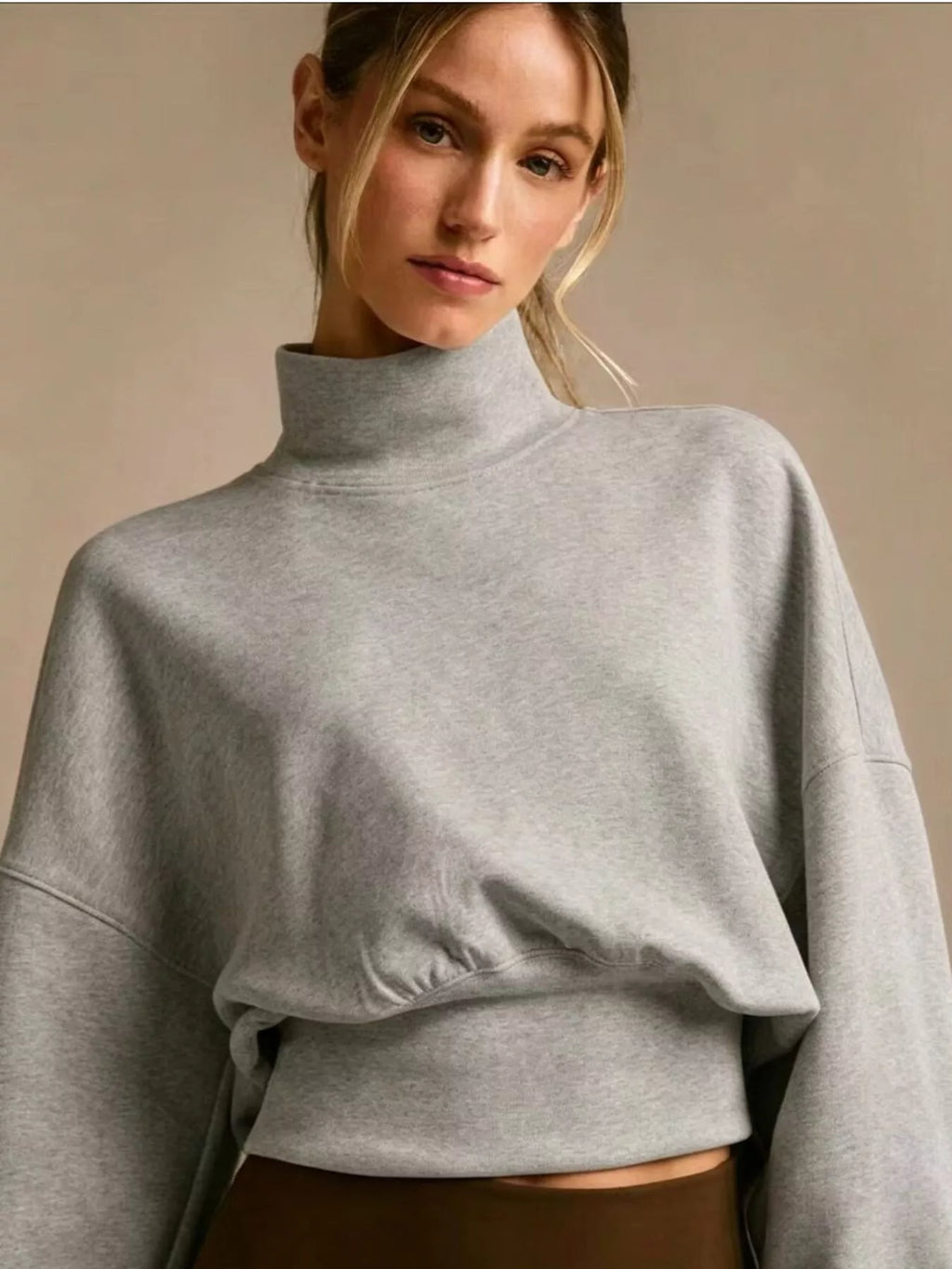 Turtleneck Dropped Shoulder Sweatshirt