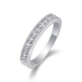 S925 Silver 2.5g Platinum Plated Moissanite Ring, 2.8mm Milgrain Stackable Band, GRA Certified US 5-9