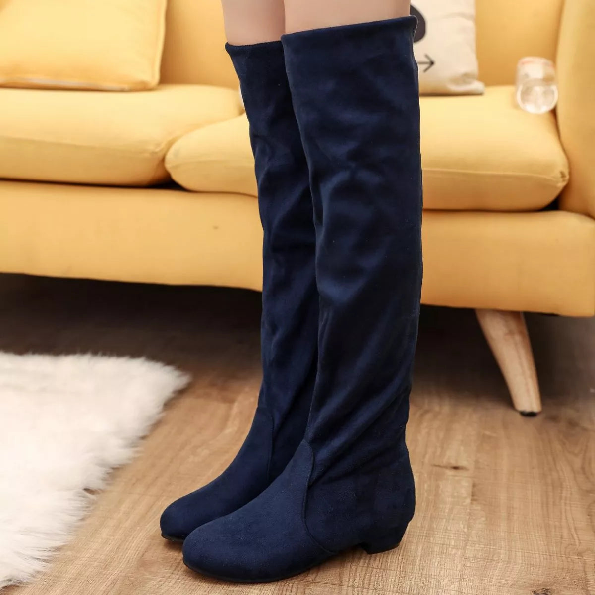 Round Toe Block Heels Boots