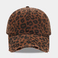 Distressed Leopard Print Cotton Baseball Cap