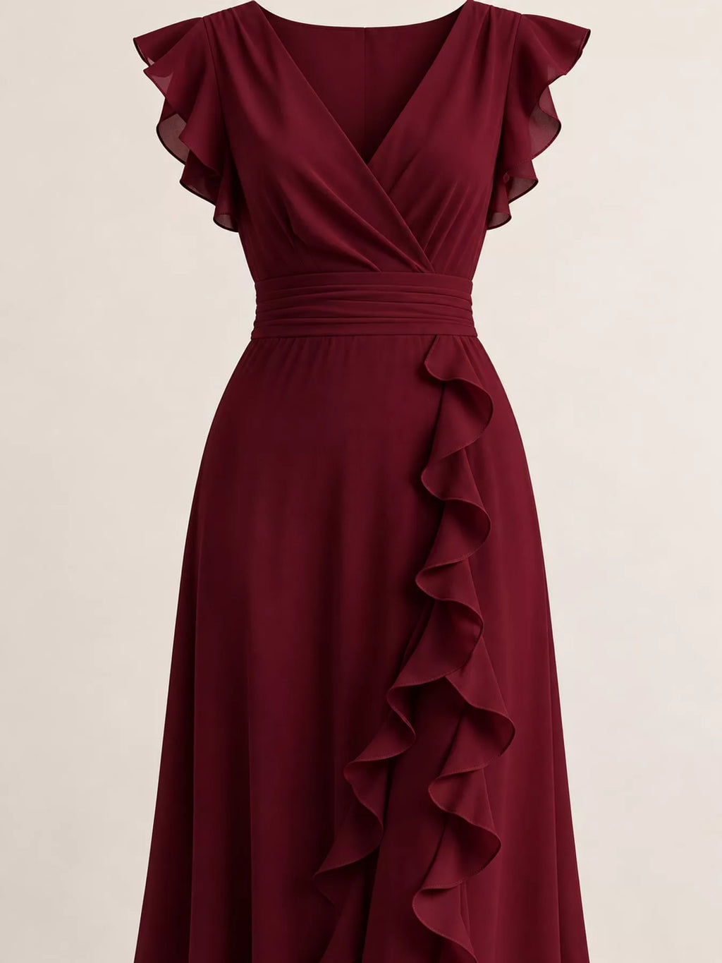 Ruffled Surplice Sleeveless Maxi Dress