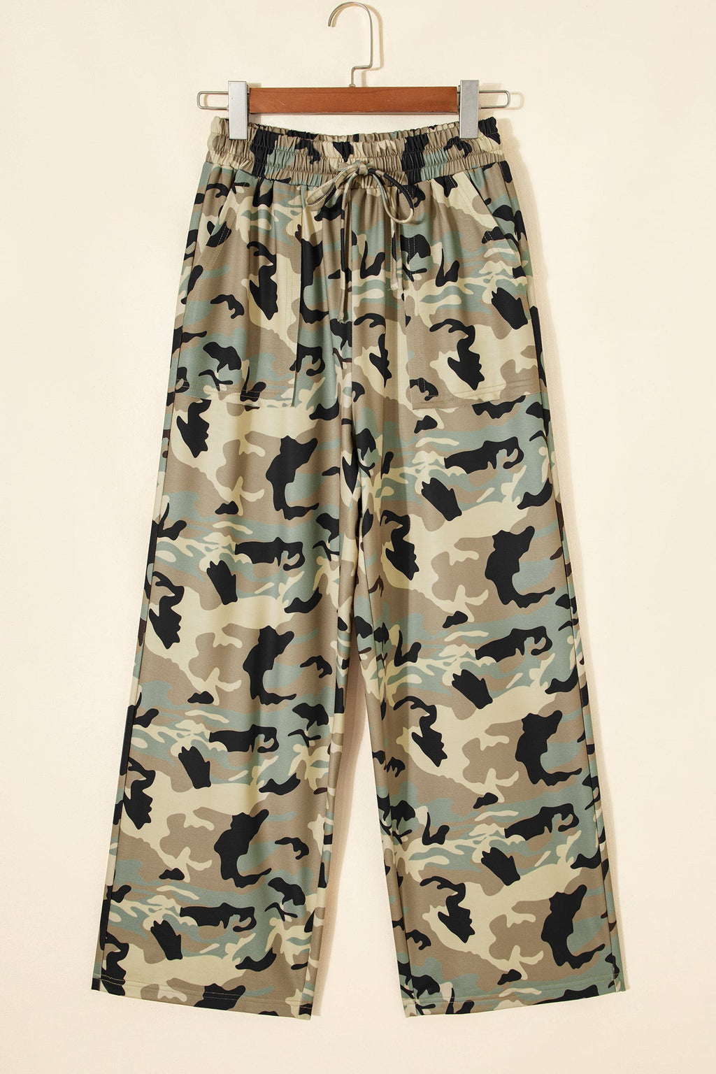 Multicolour Camouflage Print Street Fashion Drawstring Shift Pants