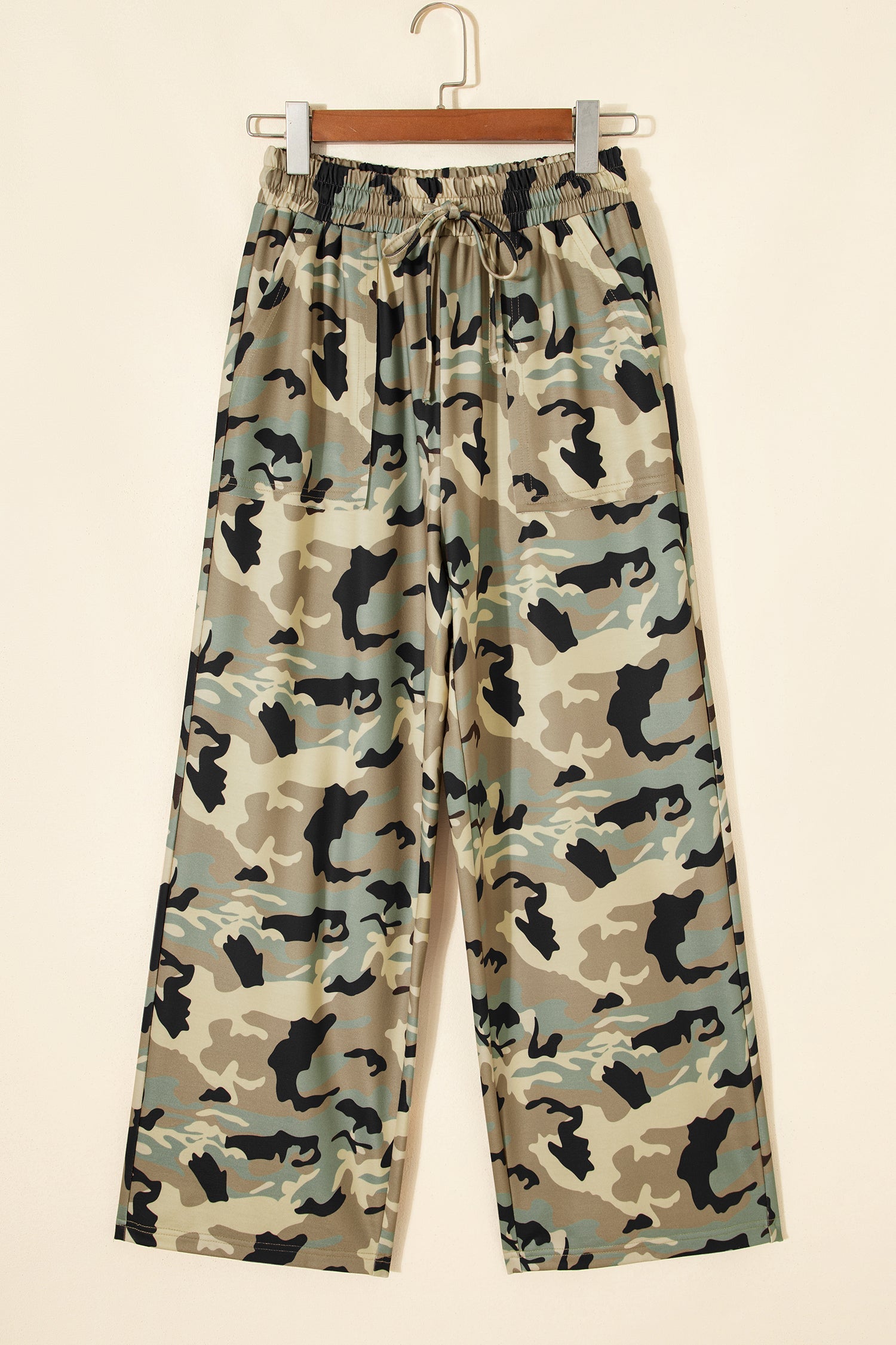 Multicolour Camouflage Print Street Fashion Drawstring Shift Pants