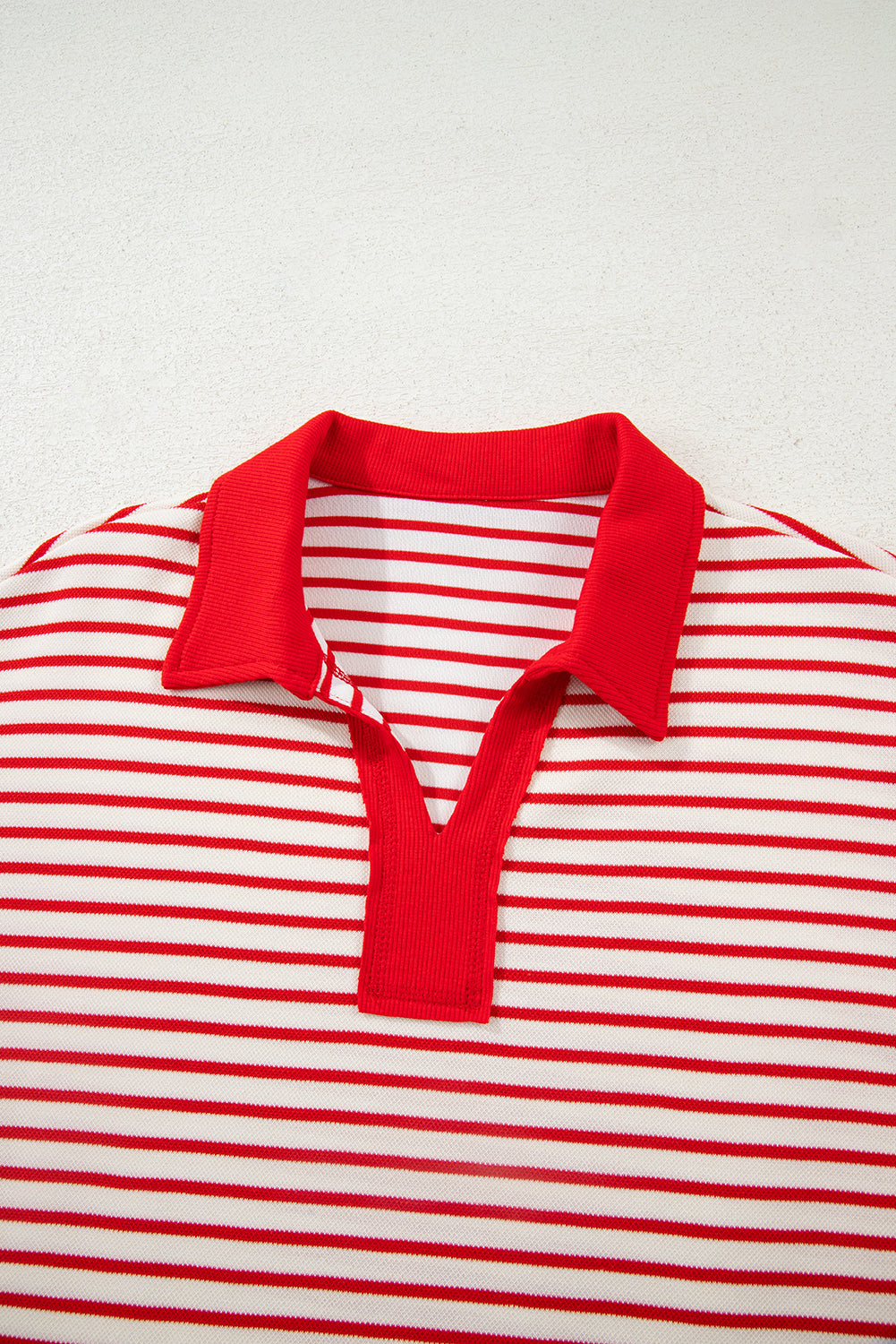 Stripe Collared V-Neck Pullover and Skort Set