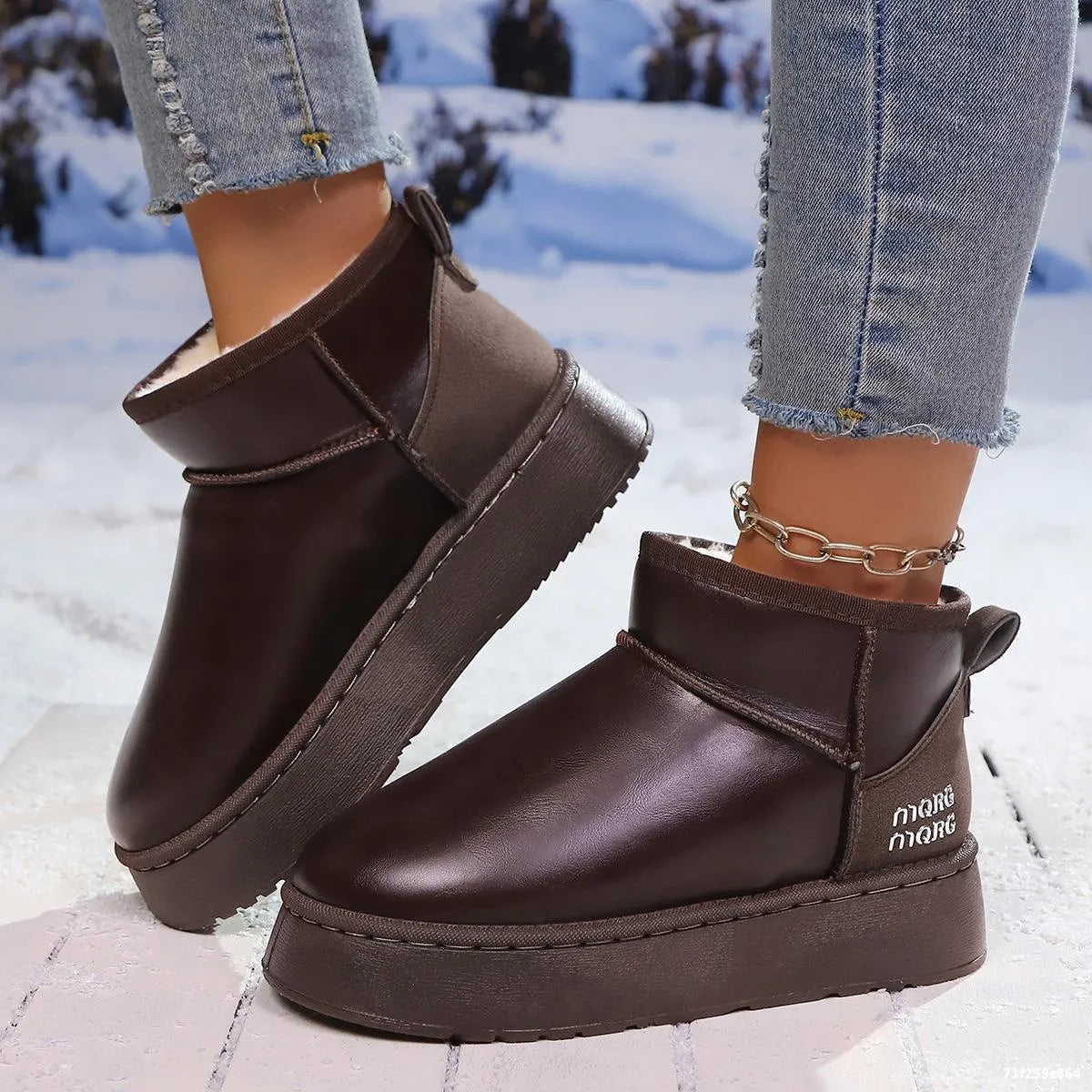 Faux-Fur Platform Ankle Boots