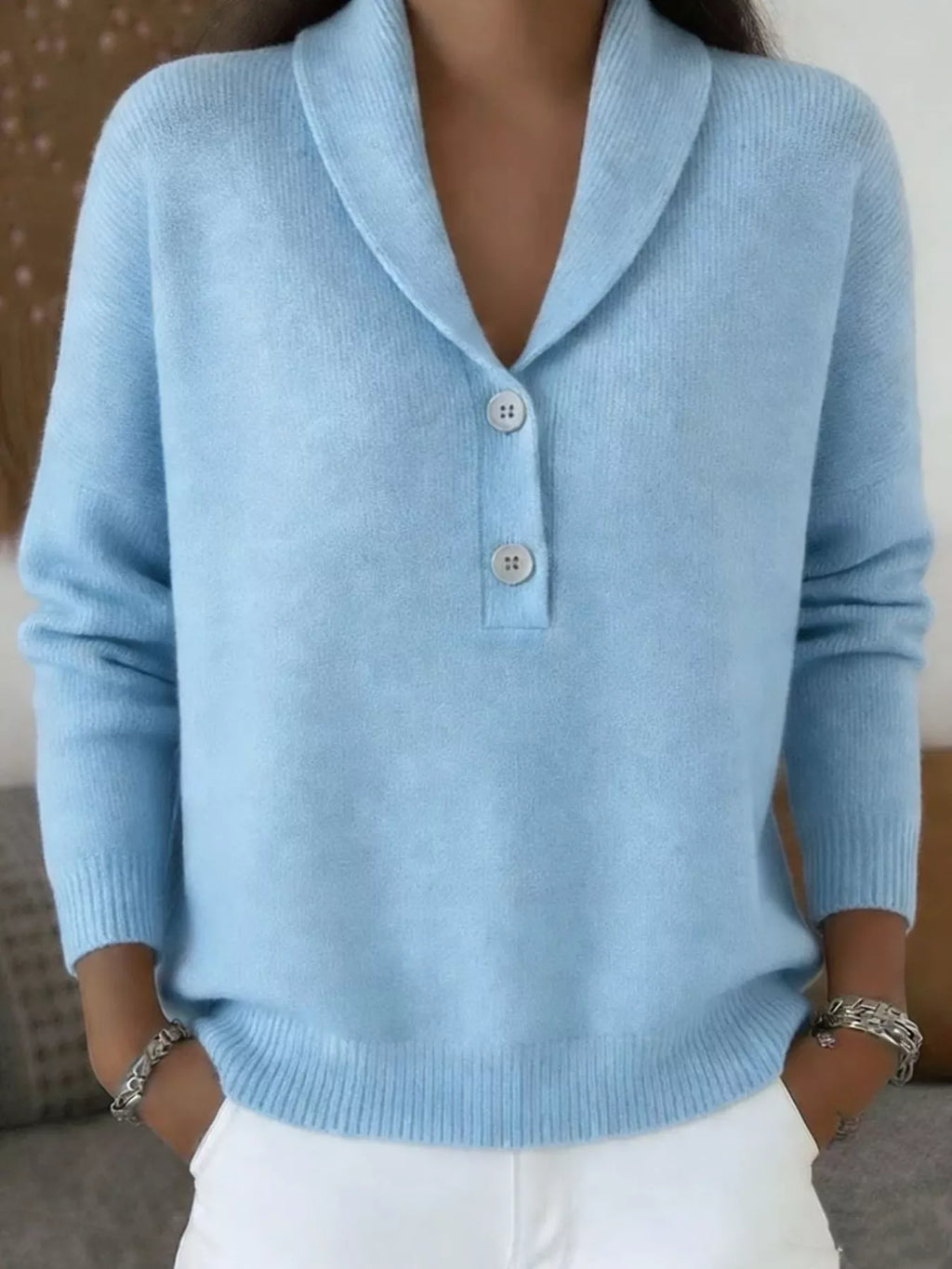 Button Detail Long Sleeve Sweater