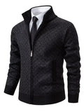 Men's Plus Size Textured Zip-Up Cardigan