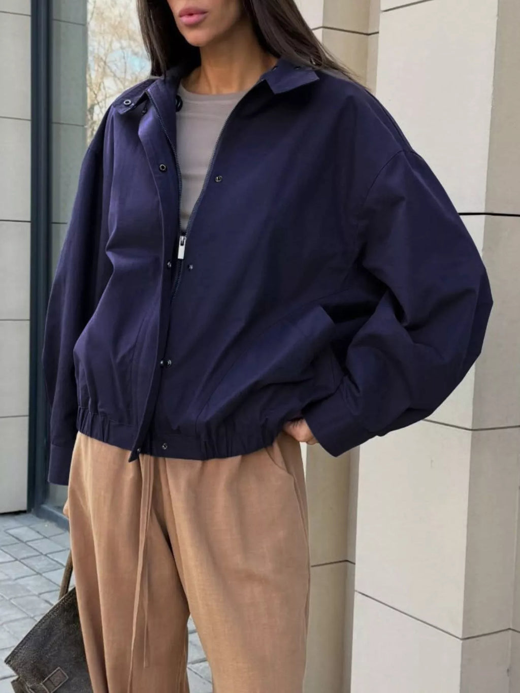 Snap Down Dropped Shoulder Jacket