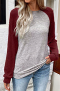 Red Dahlia Colorblock Raglan Long Sleeve T Shirt