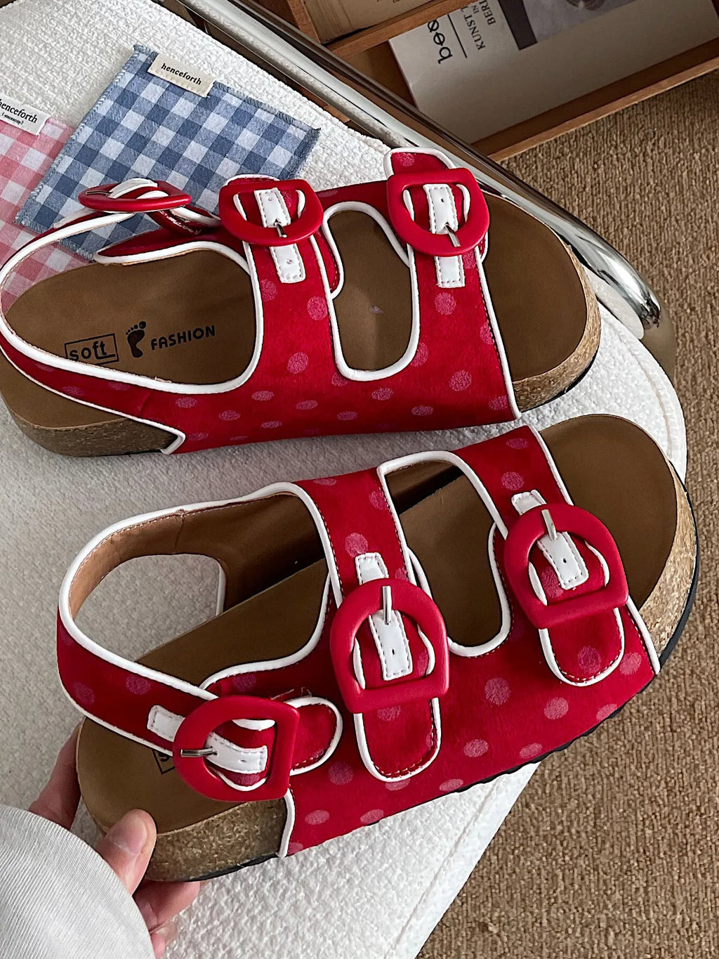 Polka Dot Double Buckle Platform Sandals