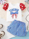 Children's Teacher Graphic Tee & Gingham Shorts Set