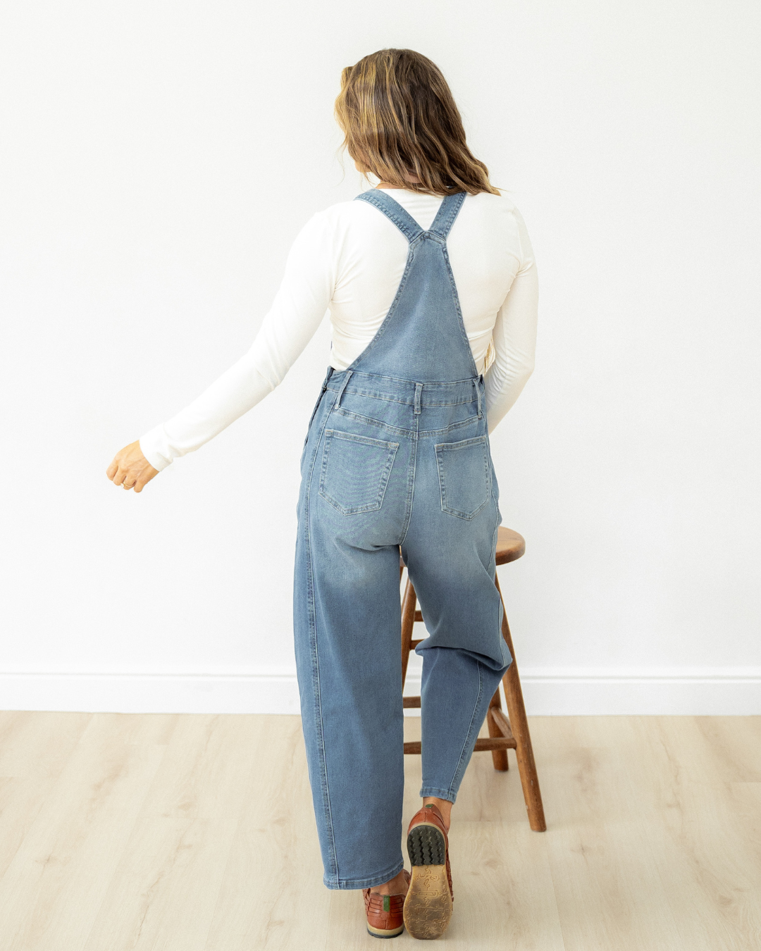 Leilani Adjustable Buckle Straps Straight Leg Denim Overalls