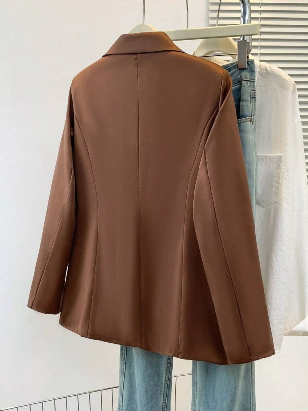 Full Size Single-Breasted Lapel Collar Blazer Plus Size