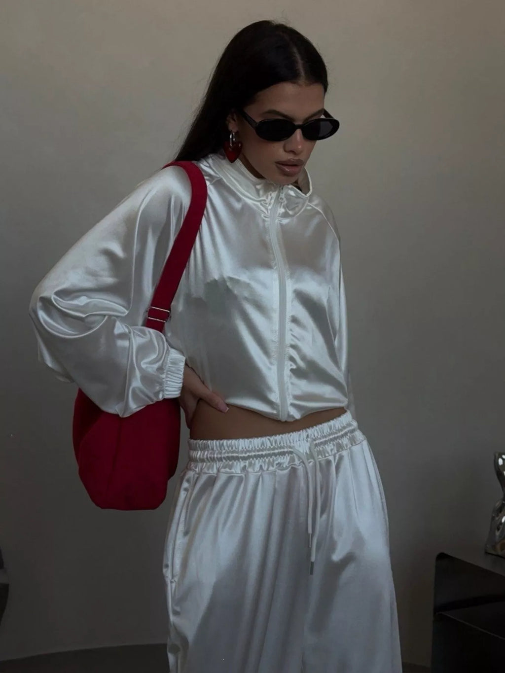Zip Up Raglan Sleeve Jacket and Pants Set