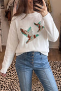 Drop Shoulder Round Neck Long Sleeve Sweater