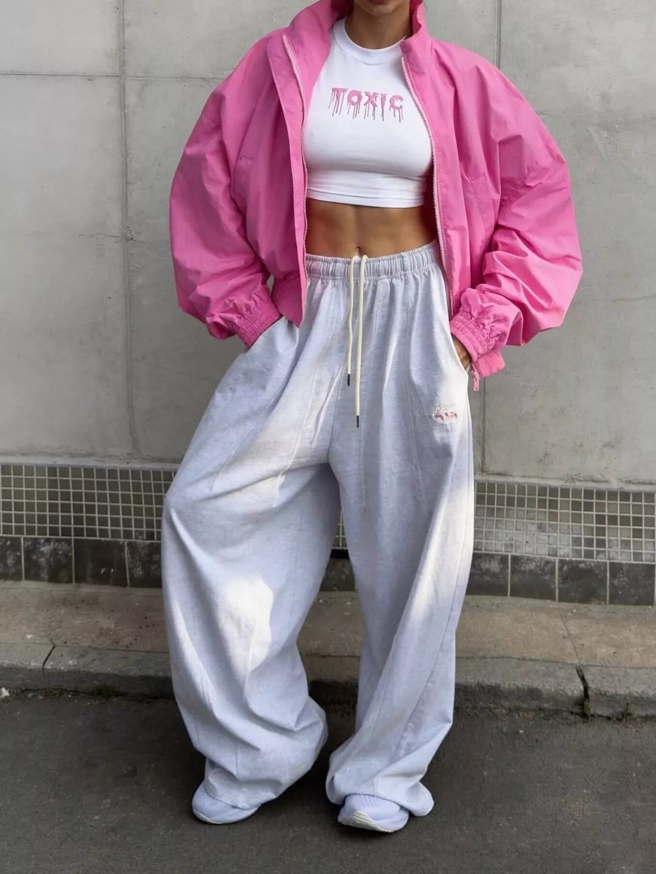 Zip Up Oversized Bomber Jacket