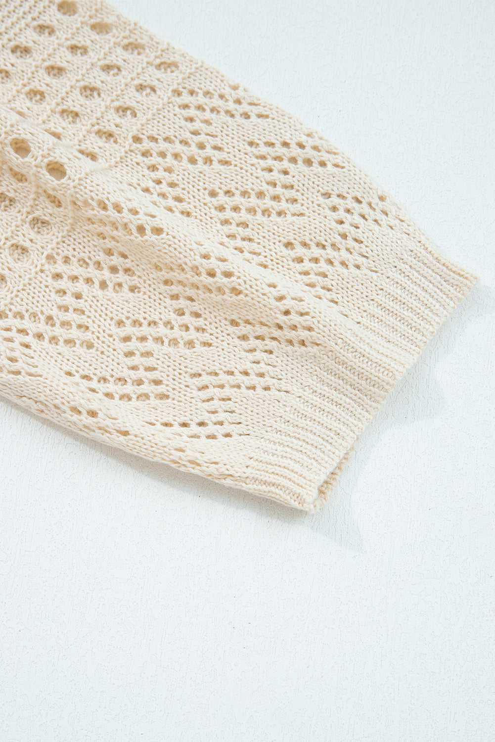 Solid Hollowed Knit Open Front Cardigan Sweater