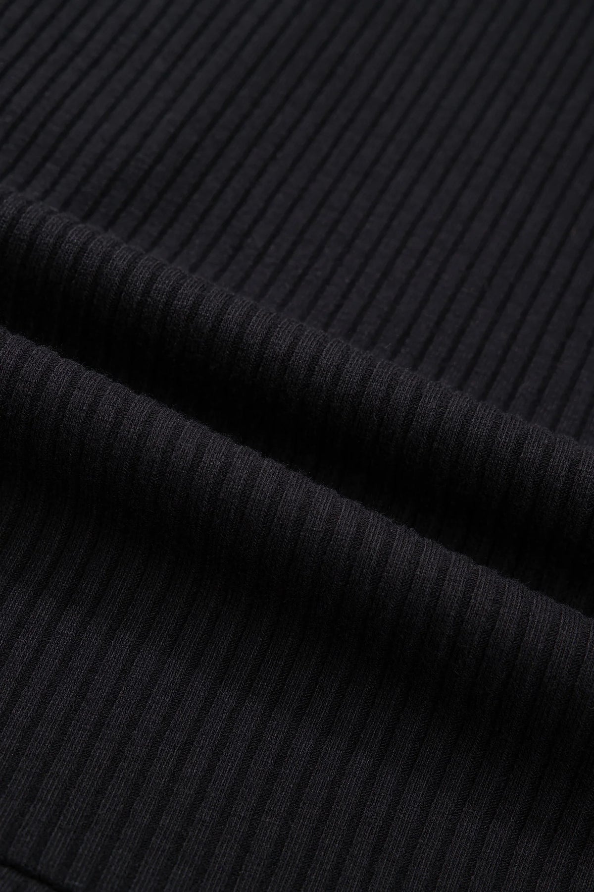 Ribbed Knit Contrast Denim Patchwork Hooded Top