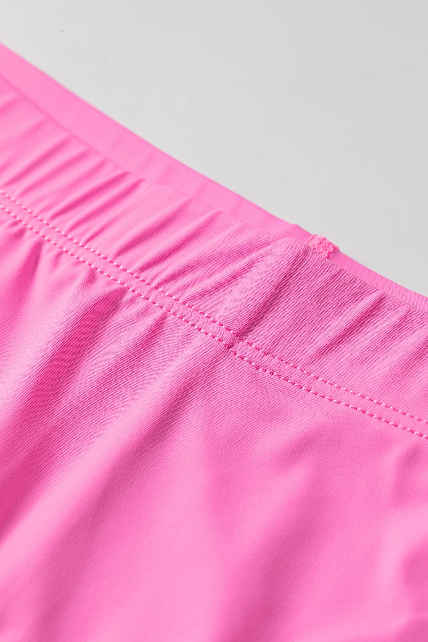 Bright Pink Solid Color Tunic Tank Dress Athletic Shorts Two Piece Set