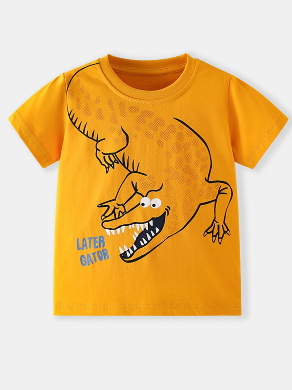 Children's Cartoon Alligator Print Short Sleeve T-Shirt