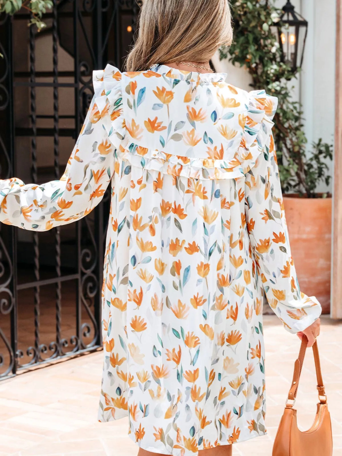 Bohemian Floral Print Ruffle Mini Dress