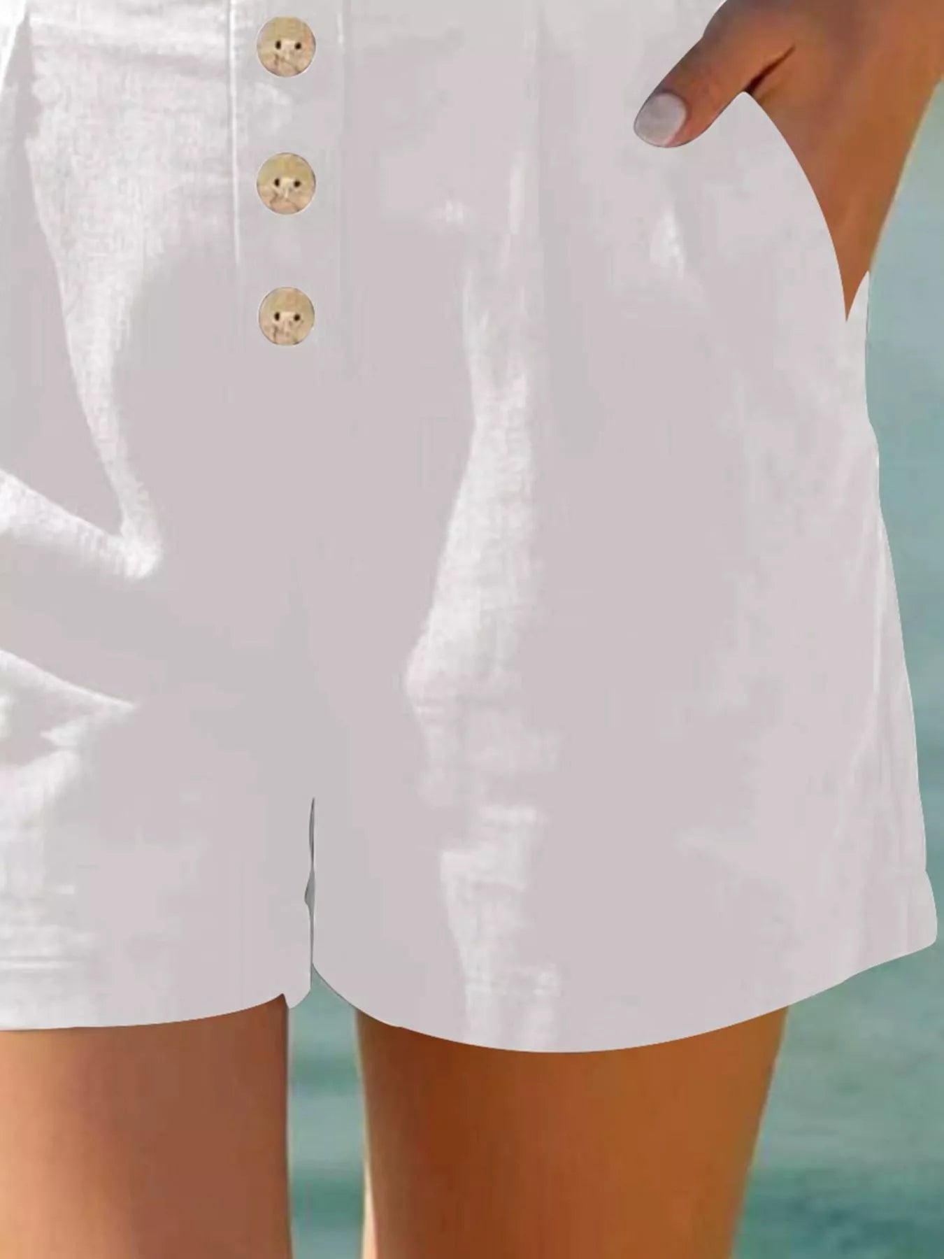 Button Fly High Waist Shorts
