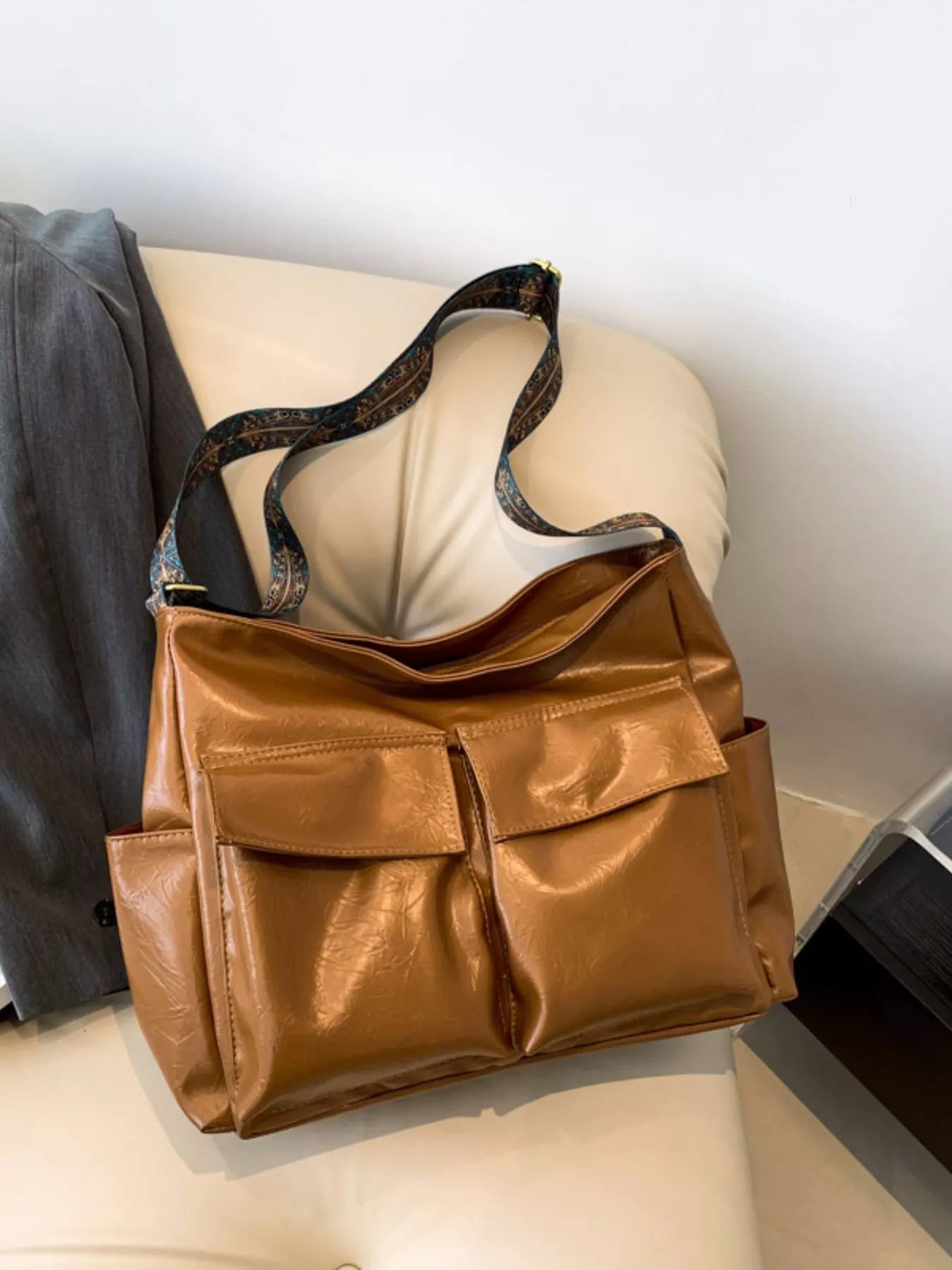 Adjustable Strap Multi Pocket Handbag