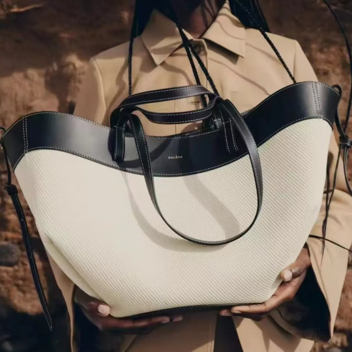 Two-Tone Leather Handbag