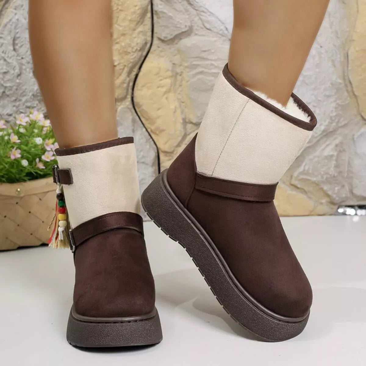 Bohemian Style Ankle Boots with Tassel Decor