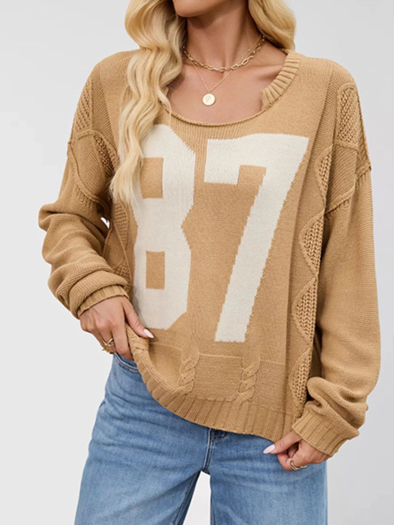 78 Number Cable-Knit Sweater